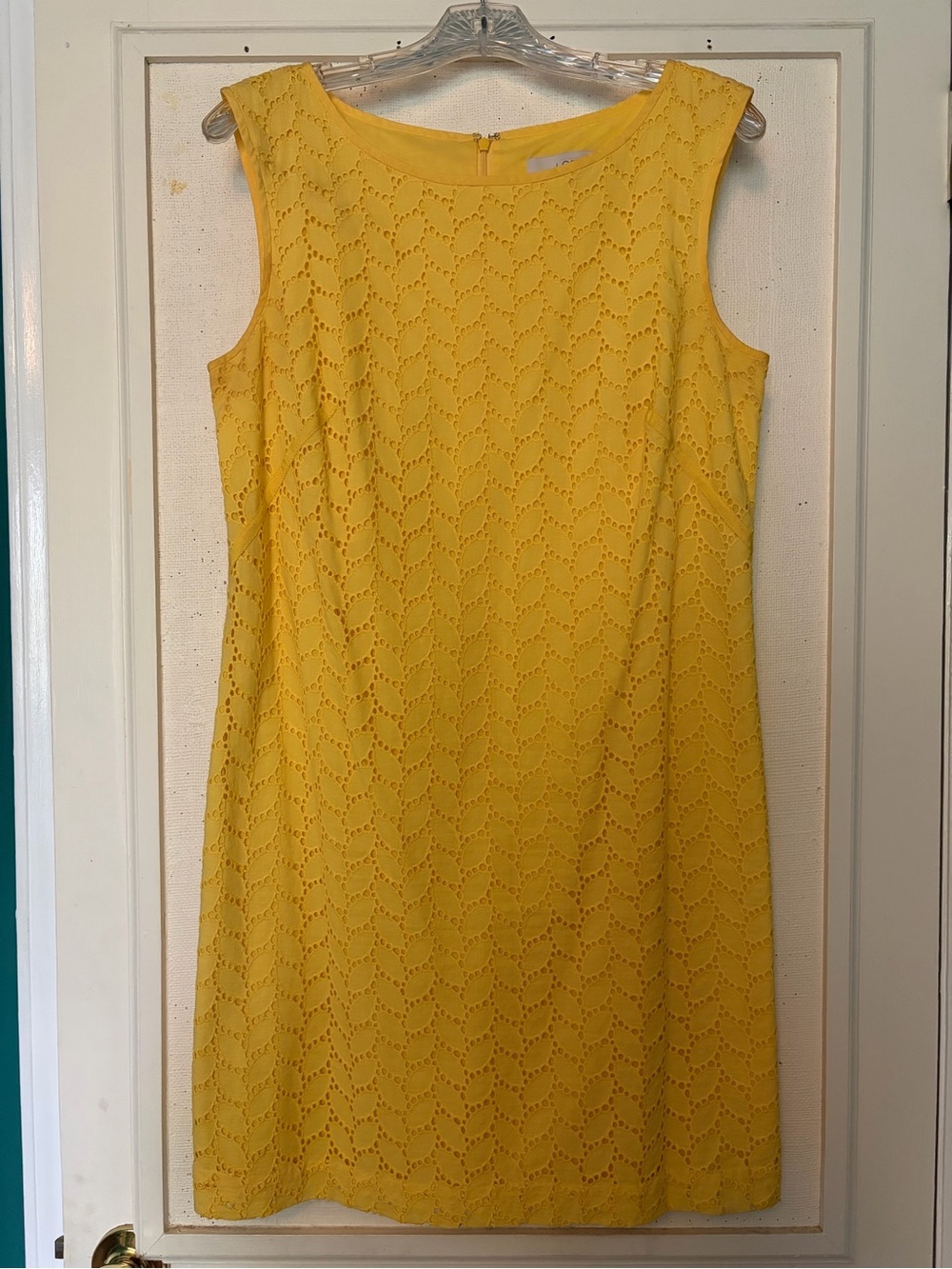 LOFT Yellow Eyelet Sleeveless Shift Dress